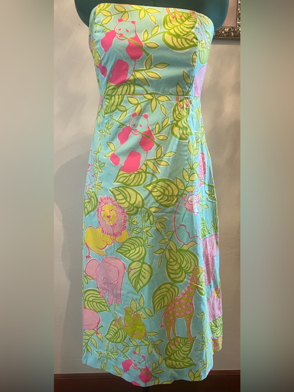 Lilly Pulitzer San Diego Zoo Print Strapless Sabrina Dress, Size 10, Nwot